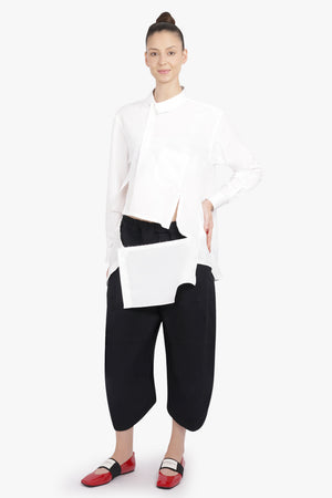 COMME DES GARCONS RTW Asymmetric Deconstruct L/S Shirt | White