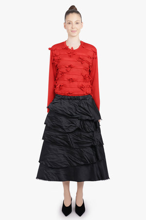 COMME DES GARCONS BLACK RTW Ruffle Layer Detail Midi Skirt | Black