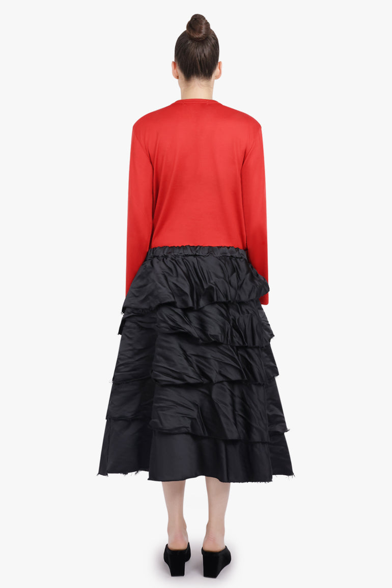 COMME DES GARCONS RTW Crew Neck L\S  Top with Knot Ribbon Detail | Red