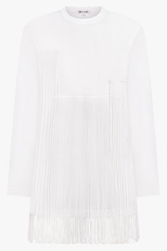 COMME DES GARCONS RTW Crew Neck L\S Top with Tassel Detail | White