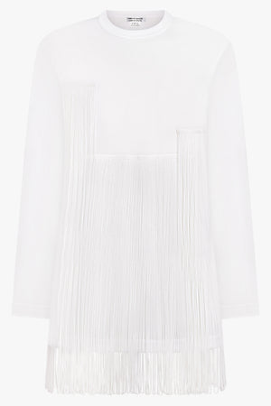 COMME DES GARCONS RTW Crew Neck L\S Top with Tassel Detail | White