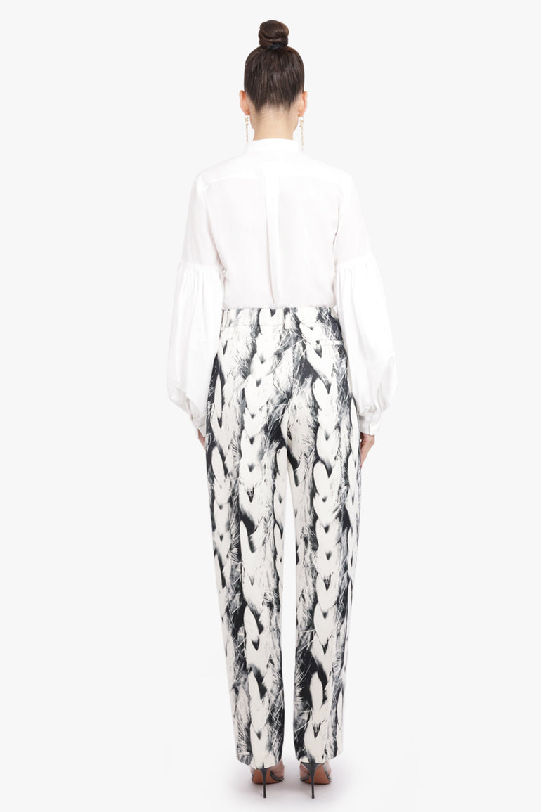 GIVENCHY RTW Double Pleat Wide Leg Plaited Print Pant | Black/White