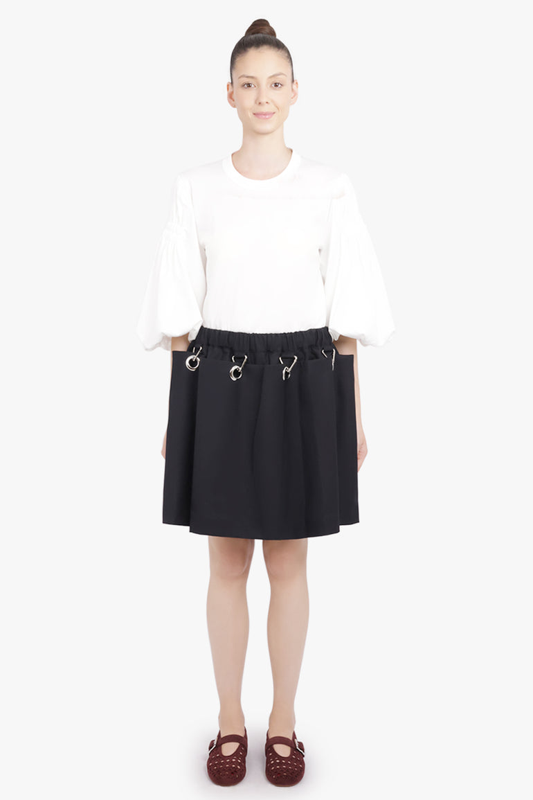 NOIR KEI NINOMIYA RTW Elastic Waist Pleat Mini Skirt | Black