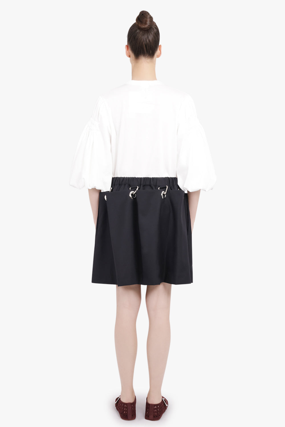 NOIR KEI NINOMIYA RTW Elastic Waist Pleat Mini Skirt | Black