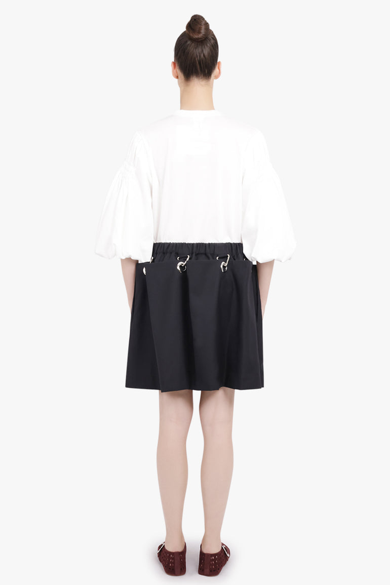 NOIR KEI NINOMIYA RTW Elastic Waist Pleat Mini Skirt | Black
