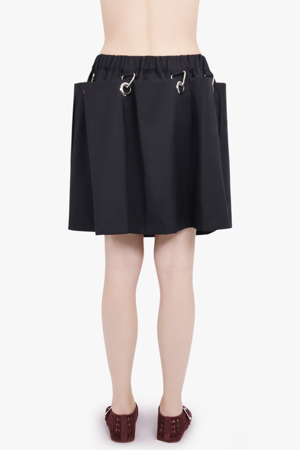 NOIR KEI NINOMIYA RTW Elastic Waist Pleat Mini Skirt | Black