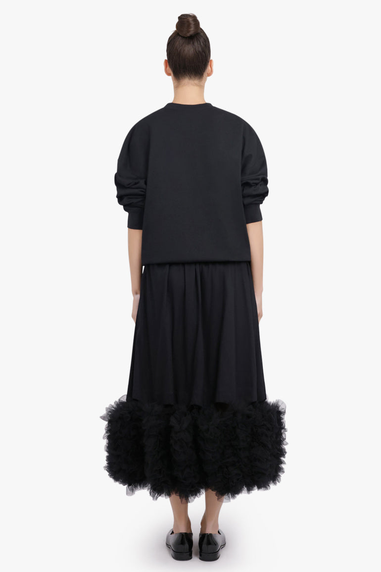 NOIR KEI NINOMIYA RTW Midi Skirt With Attached Tulle Hem | Black