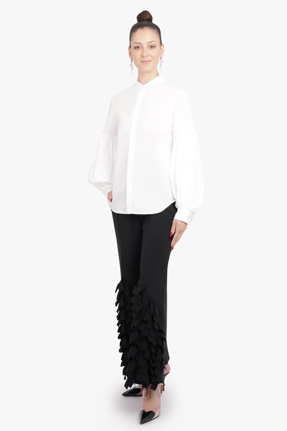 NOIR KEI NINOMIYA RTW Ruched Balloon L/S Shirt | White