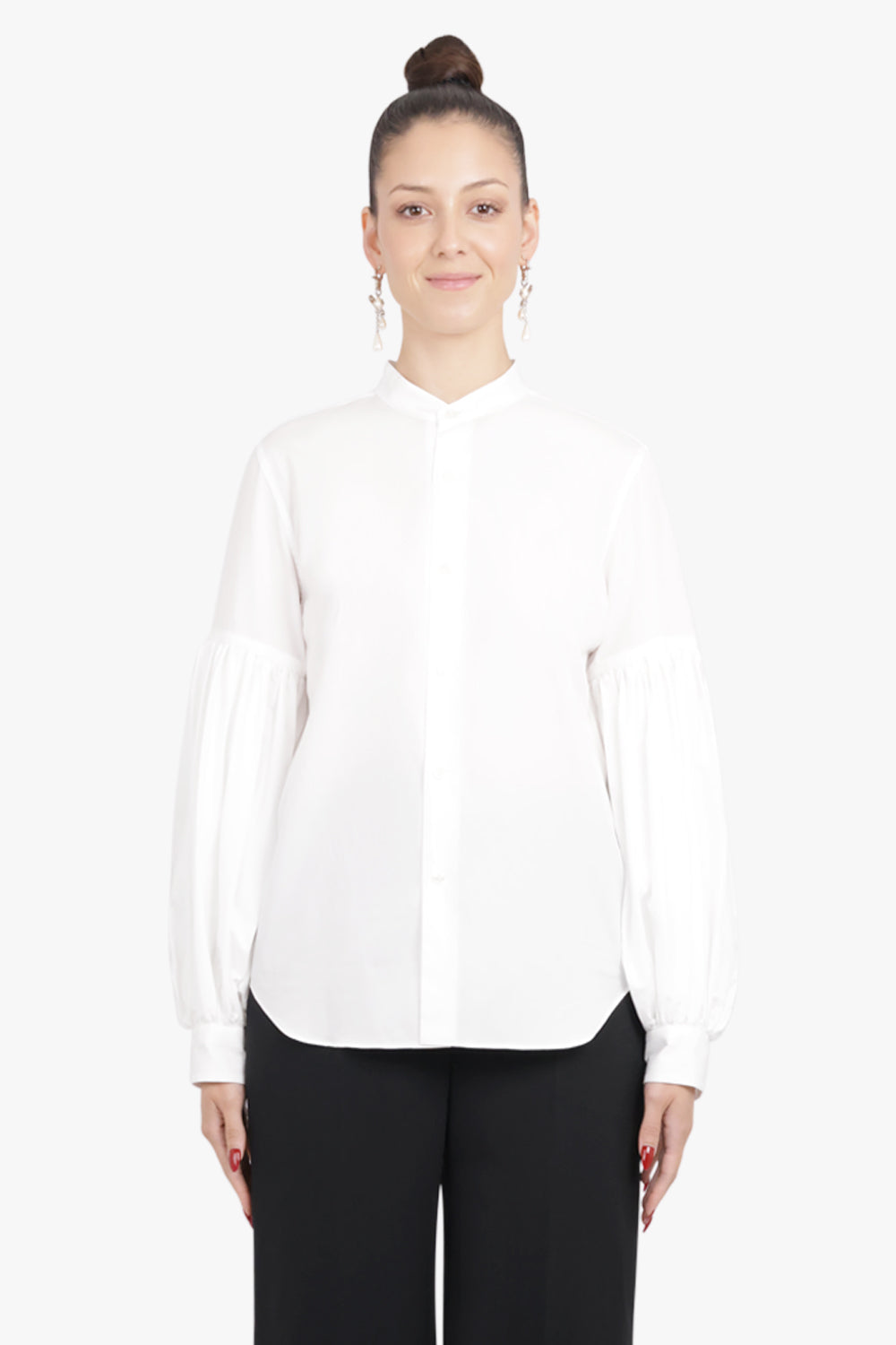 NOIR KEI NINOMIYA RTW Ruched Balloon L/S Shirt | White
