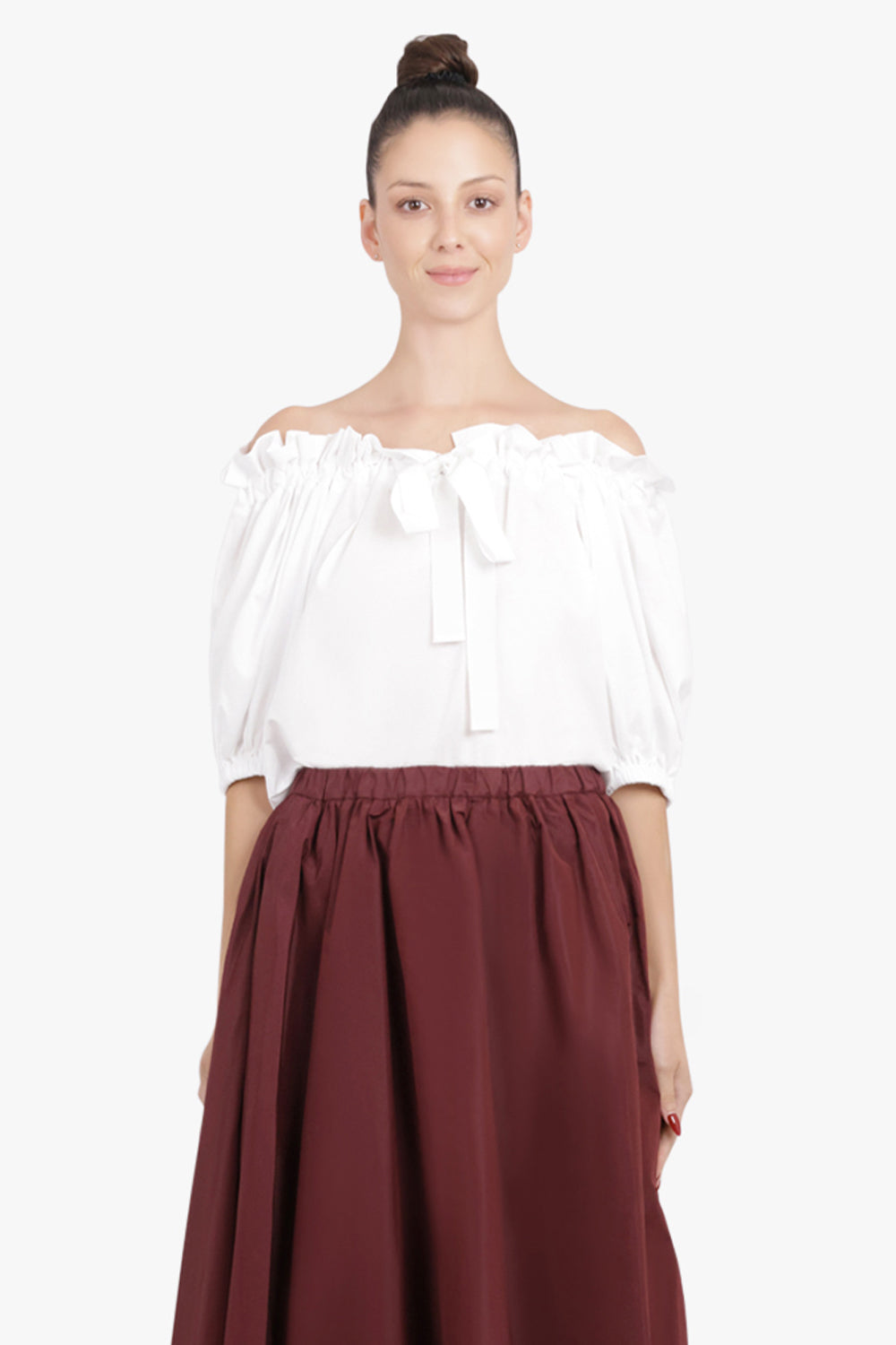 PATOU RTW Iconic S/S Tie Neck Blouse | White