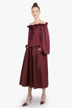 PATOU RTW Iconic Tie Neck Blouse | Burgundy