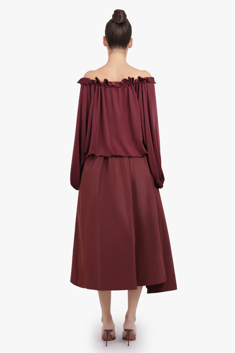 PATOU RTW Iconic Tie Neck Blouse | Burgundy