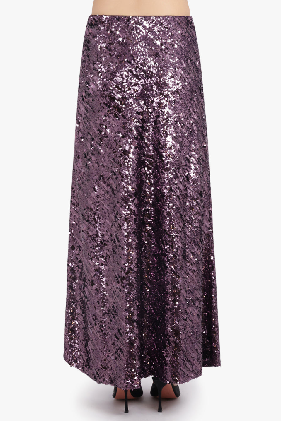 RABANNE RTW Sequin Flow Midi Skirt | Deep Purple