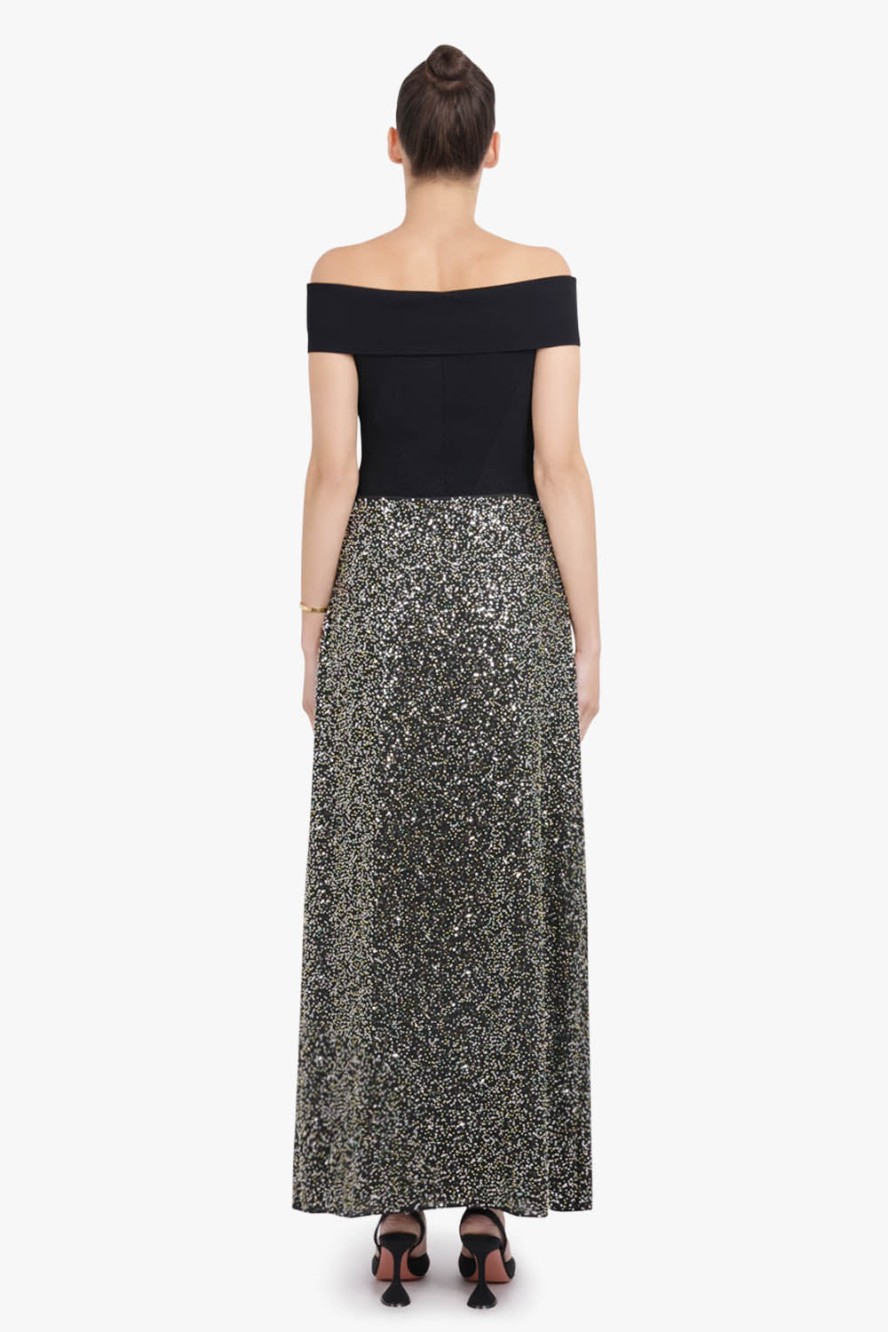 RABANNE RTW Sequin Flow Midi Skirt | Silver