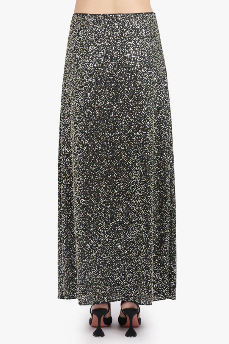 RABANNE RTW Sequin Flow Midi Skirt | Silver