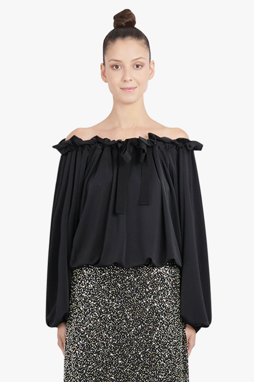 PATOU RTW Iconic Tie Neck Blouse | Black