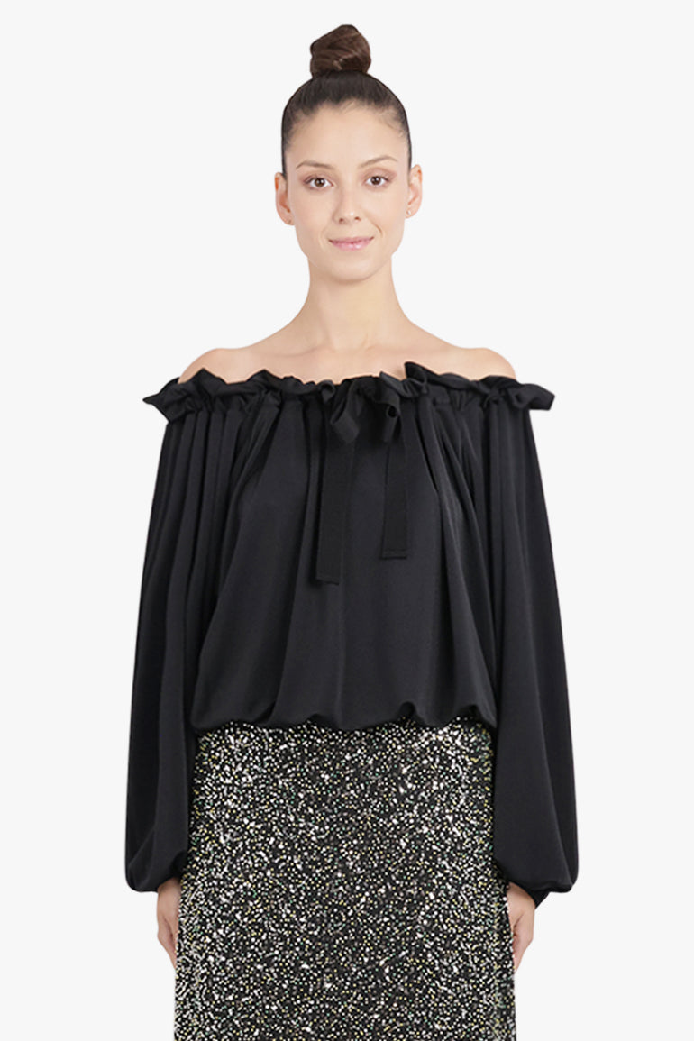 PATOU RTW Iconic Tie Neck Blouse | Black