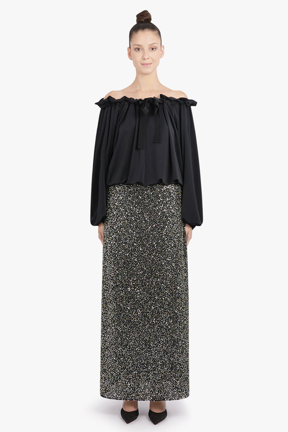 PATOU RTW Iconic Tie Neck Blouse | Black