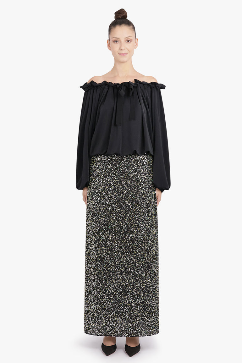 PATOU RTW Iconic Tie Neck Blouse | Black