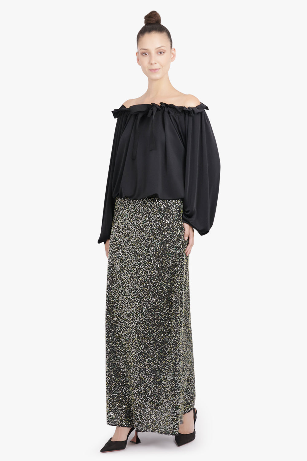 PATOU RTW Iconic Tie Neck Blouse | Black