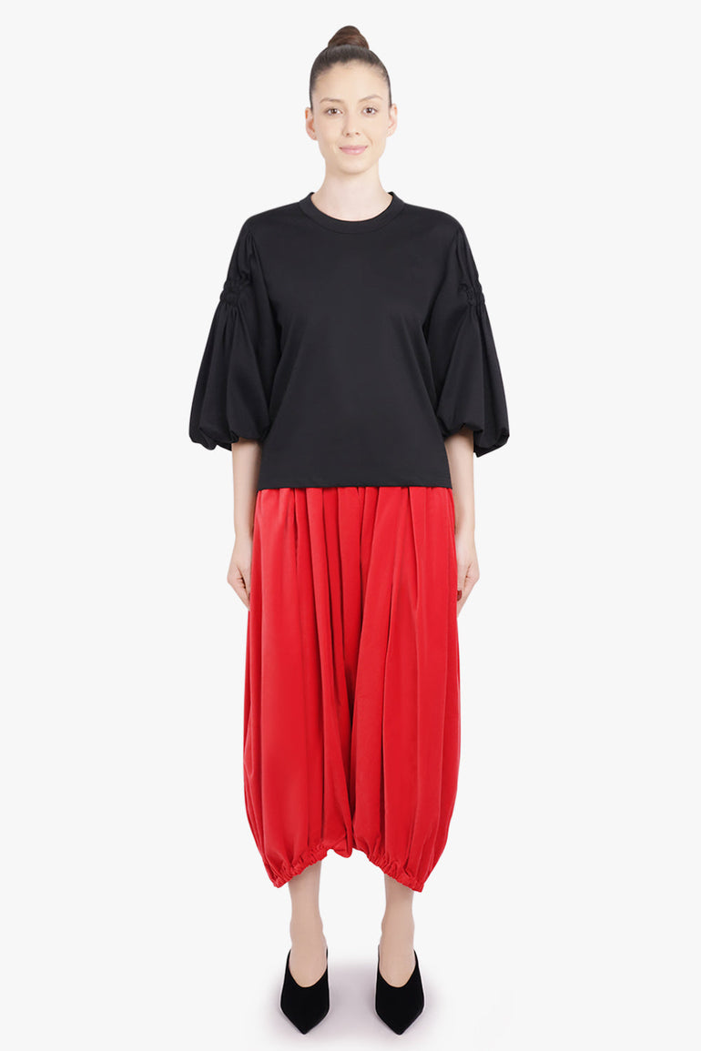 NOIR KEI NINOMIYA RTW Exaggerated Puff 3/4 Sleeve Top | Black