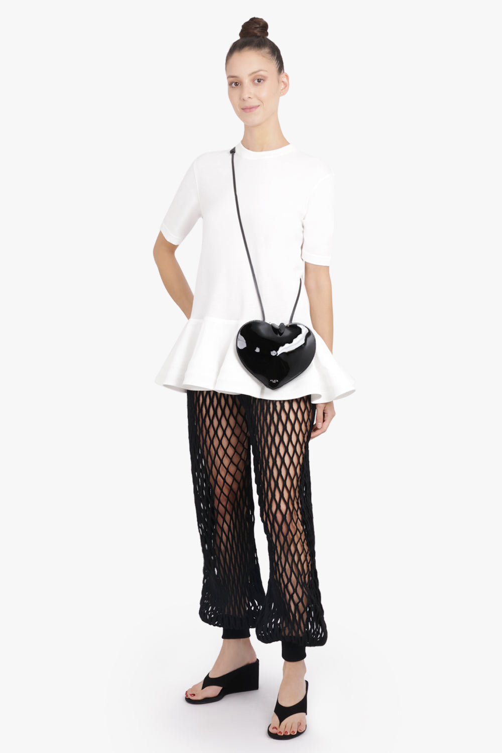 ALAIA RTW Loose Fit Peplum Flare Hem T-Shirt | White