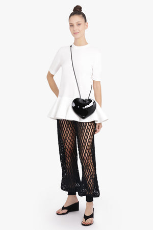 ALAIA RTW Loose Fit Peplum Flare Hem T-Shirt | White