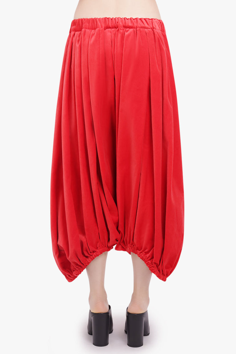 COMME DES GARCONS RTW Elastic Waist Velvet Drop Crotch Pant | Red