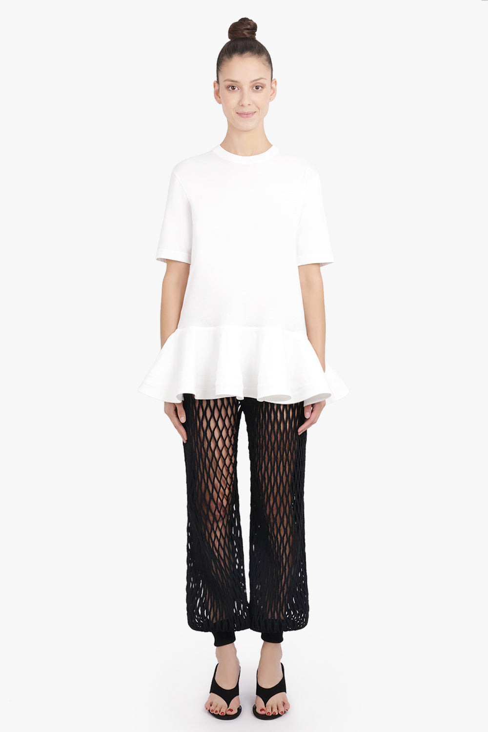 Loose Fit Peplum Flare Hem T-Shirt | White – Parlour X