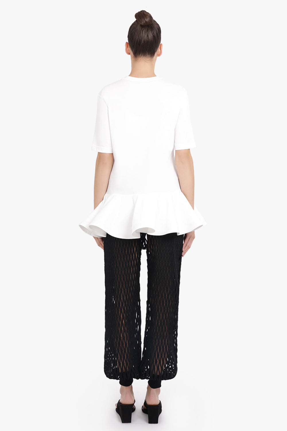 ALAIA RTW Loose Fit Peplum Flare Hem T-Shirt | White