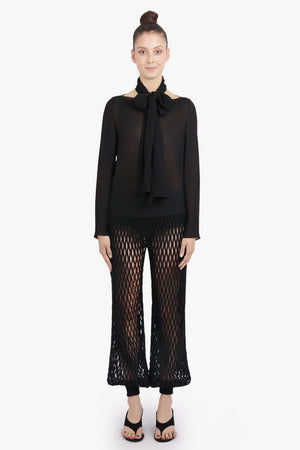 ALAIA RTW Macrame Knit Relaxed Elastic Cuff Pant | Black