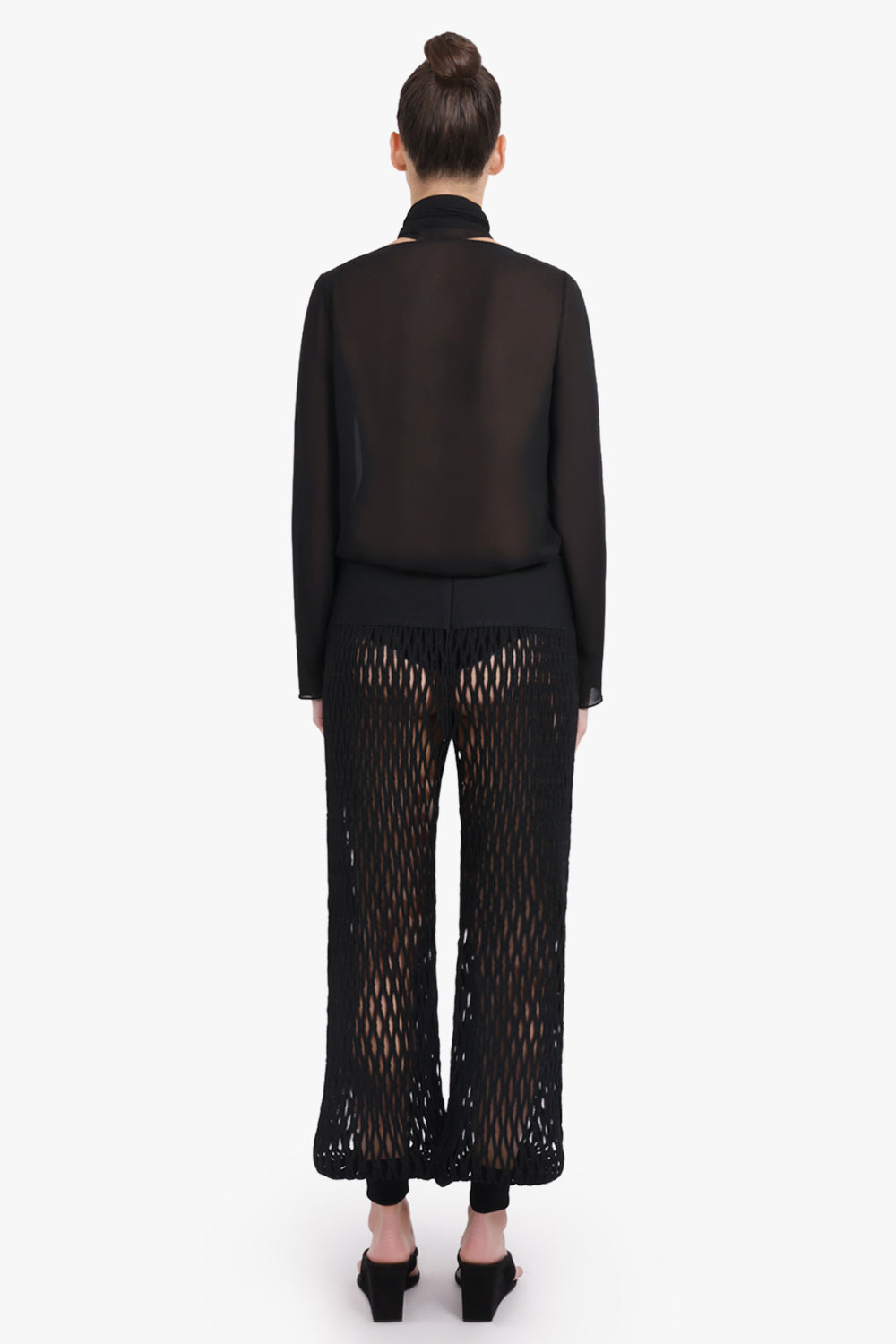 ALAIA RTW Macrame Knit Relaxed Elastic Cuff Pant | Black