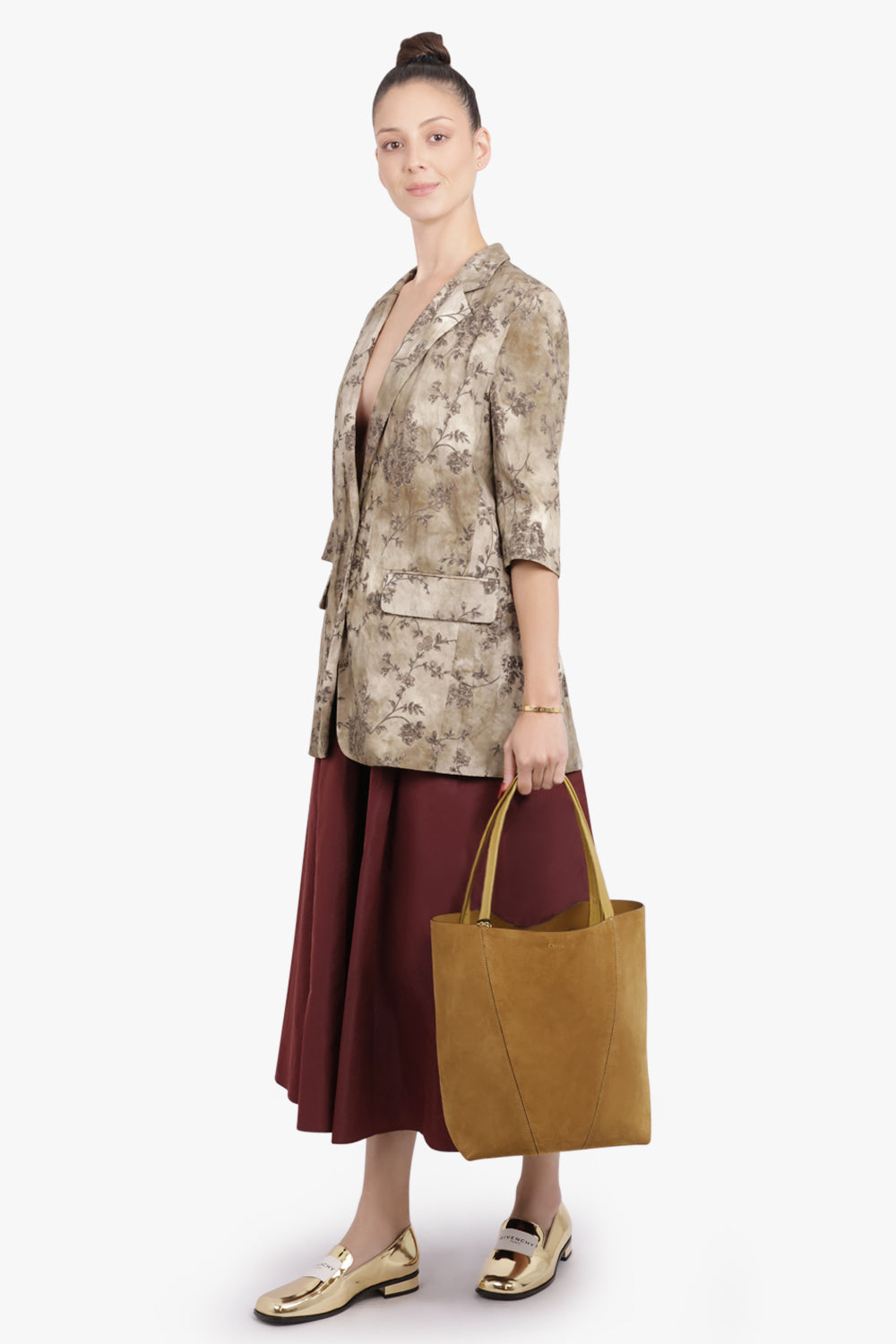 UMA WANG RTW Kaly Floral Print Relaxed Crinkle Jacket | Smoke White/Grey