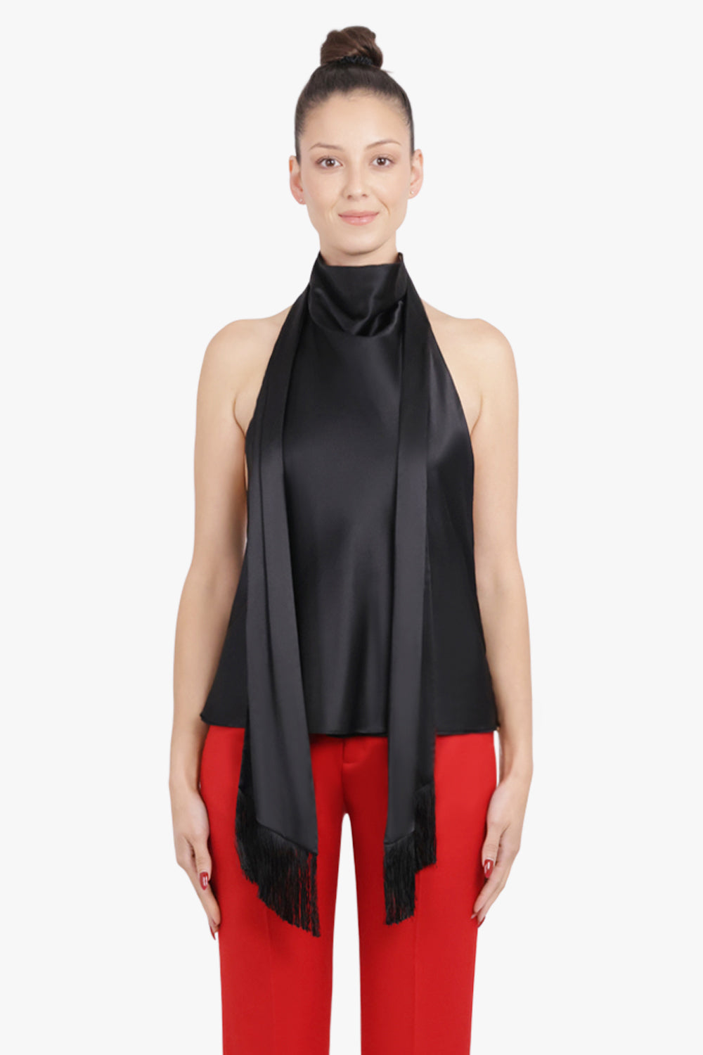 NINA RICCI RTW Halterneck Top With Scarf Neck | Black