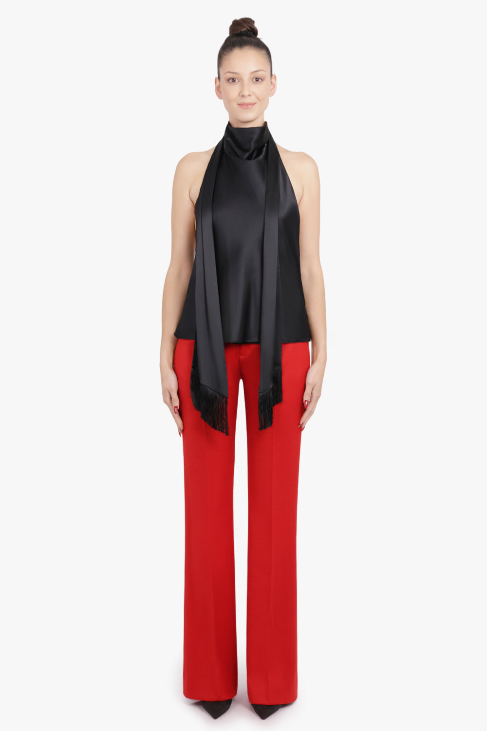 NINA RICCI RTW Halterneck Top With Scarf Neck | Black