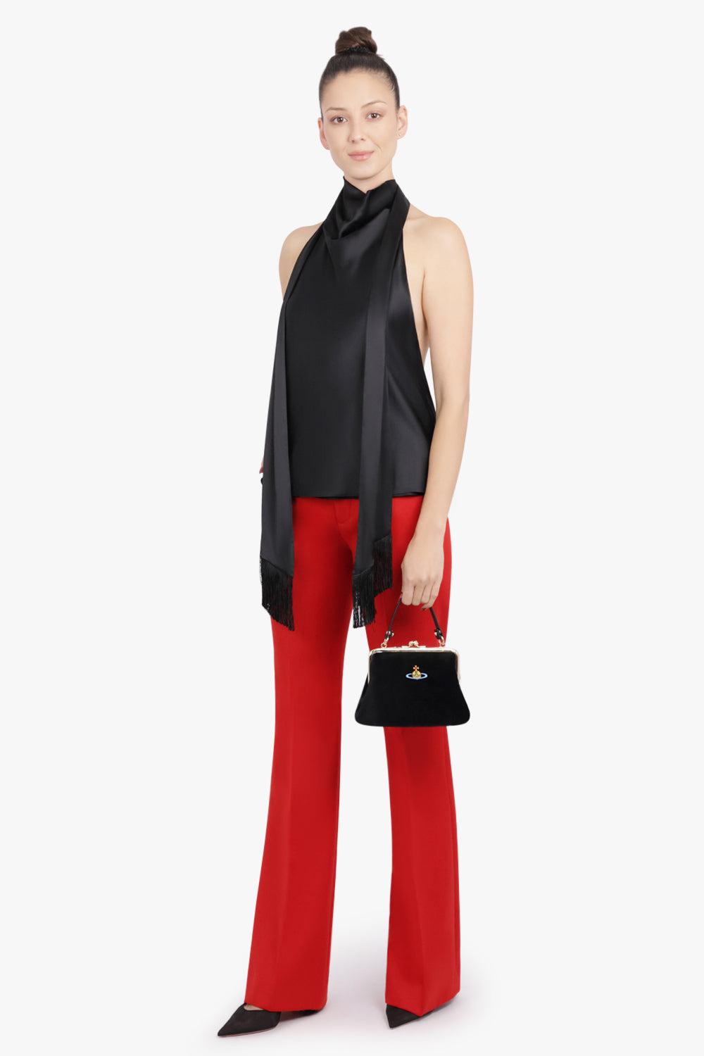 NINA RICCI RTW Halterneck Top With Scarf Neck | Black