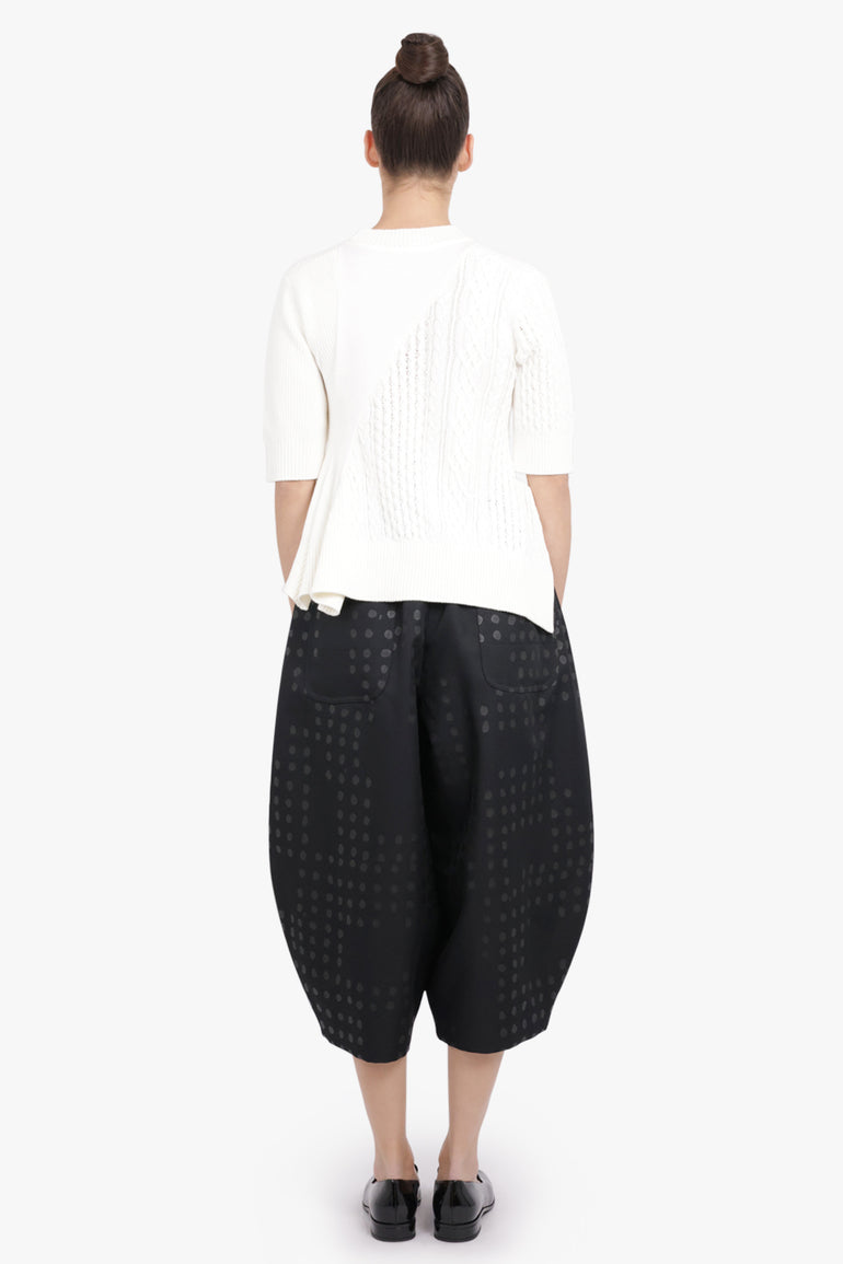 SACAI RTW 3/4 Sleeve Chain Knit With Asymmetric Hem Detail | Off White