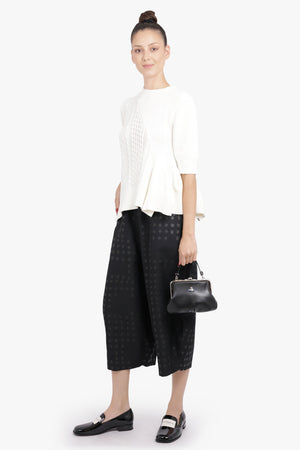SACAI RTW 3/4 Sleeve Chain Knit With Asymmetric Hem Detail | Off White