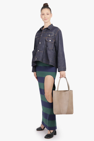 SACAI RTW Pocket Detail Peplum Denim Jacket | Indigo Blue