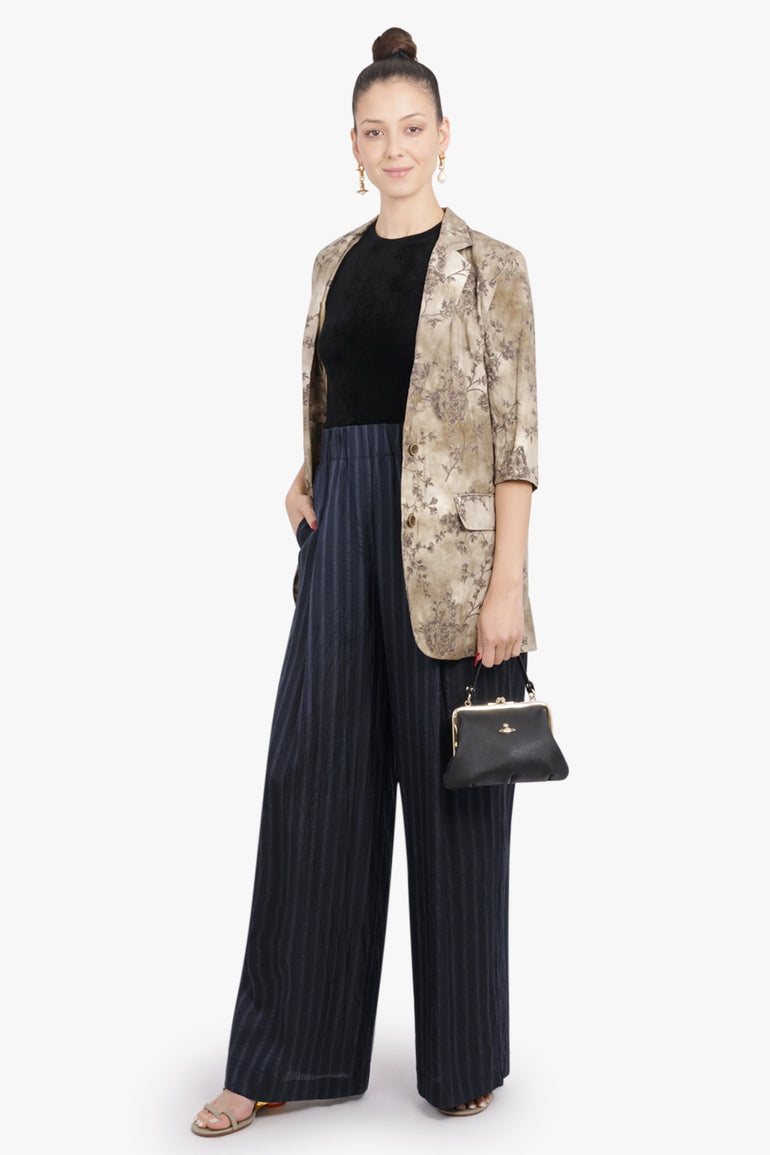 UMA WANG RTW Kaly Floral Print Relaxed Crinkle Jacket | Smoke White/Grey