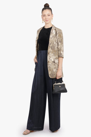 UMA WANG RTW Kaly Floral Print Relaxed Crinkle Jacket | Smoke White/Grey