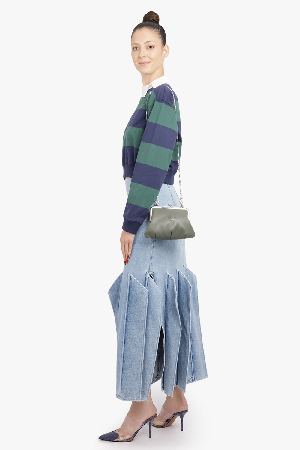 VIVIENNE WESTWOOD BAGS GREEN / Green Granny Frame Embossed Orb Purse | Green