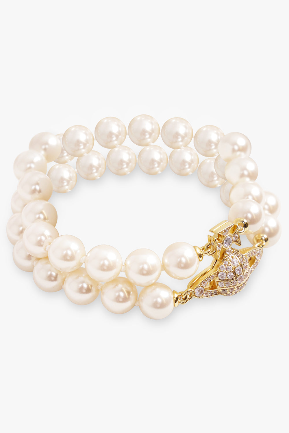 VIVIENNE WESTWOOD JEWELLRY GOLD / White/Gold Graziella Two Row Pearl Bracelet | White/Gold
