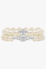 VIVIENNE WESTWOOD JEWELLERY SILVER / White/Silver Two Row Graziella Pearl Bracelet | White/Silver