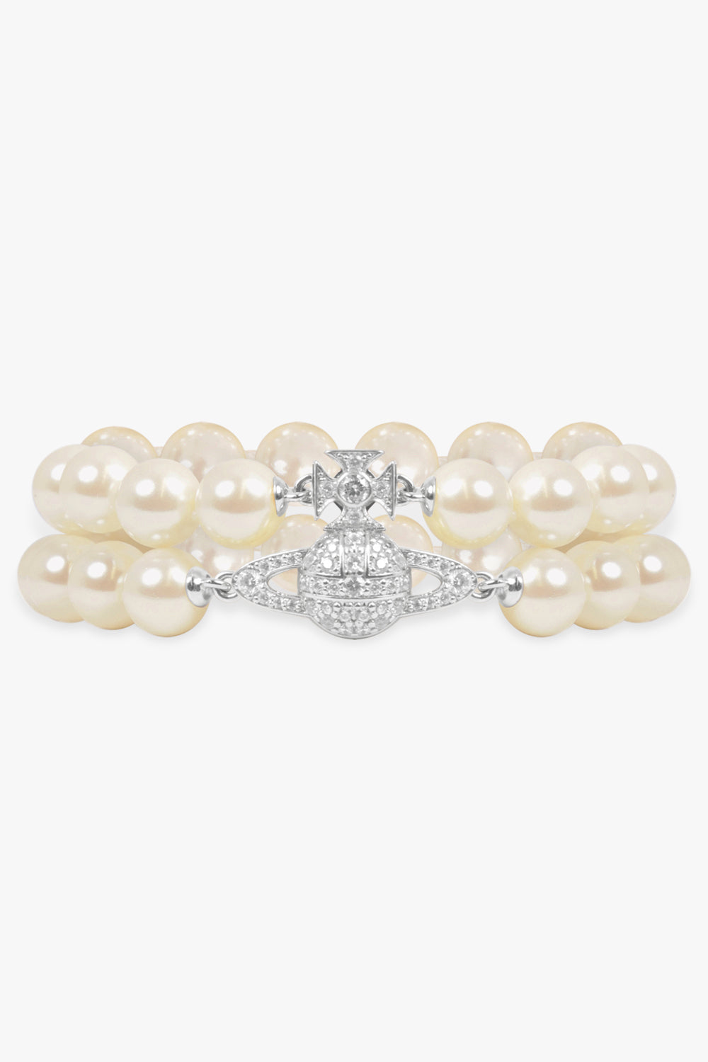 VIVIENNE WESTWOOD JEWELLRY SILVER / White/Silver Graziella Two Row Pearl Bracelet | White/Silver