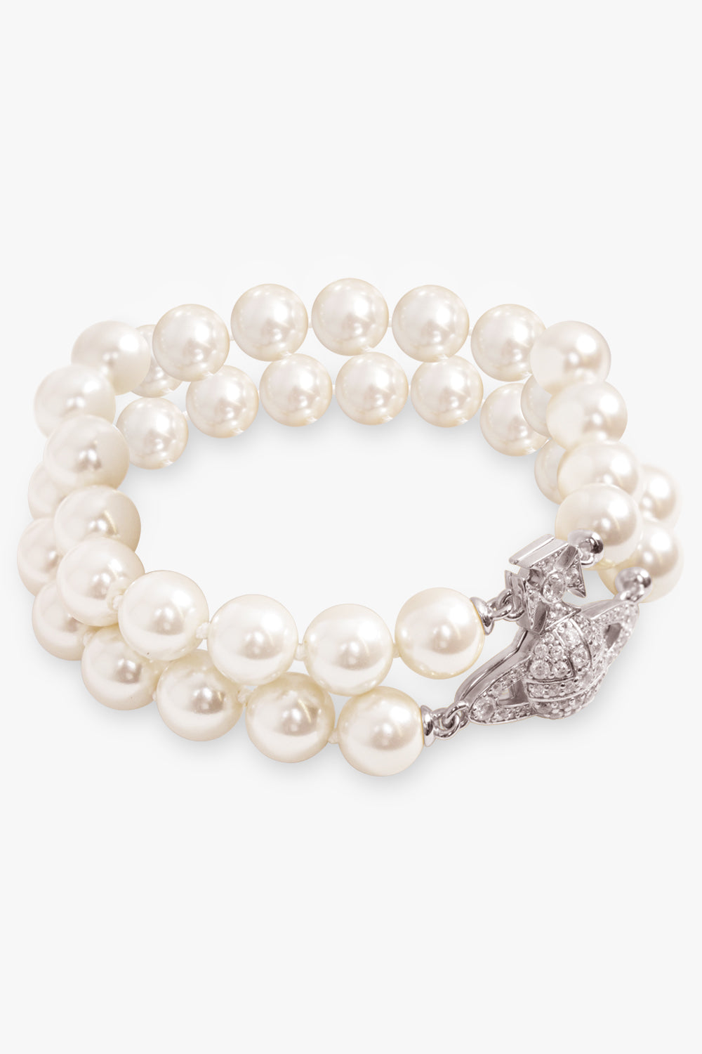 VIVIENNE WESTWOOD JEWELLRY SILVER / White/Silver Graziella Two Row Pearl Bracelet | White/Silver