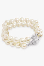 VIVIENNE WESTWOOD JEWELLERY SILVER / White/Silver Two Row Graziella Pearl Bracelet | White/Silver