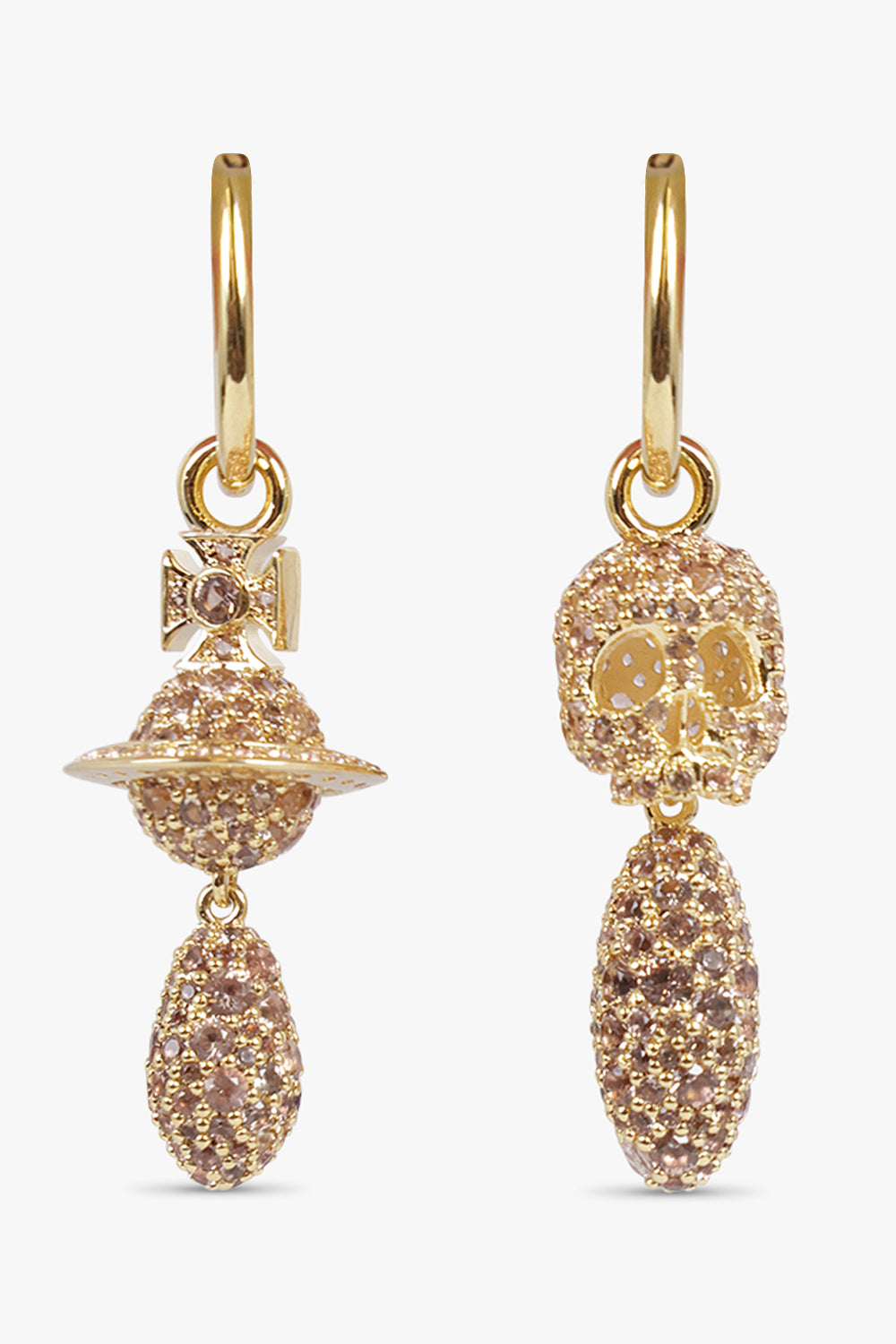 VIVIENNE WESTWOOD JEWELLERY GOLD / Gold Circe Skeleton X Orb Drop Earrings | Gold