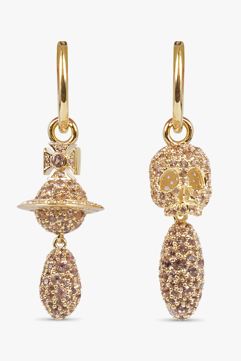 VIVIENNE WESTWOOD JEWELLERY GOLD / Gold Circe Skeleton X Orb Drop Earrings | Gold