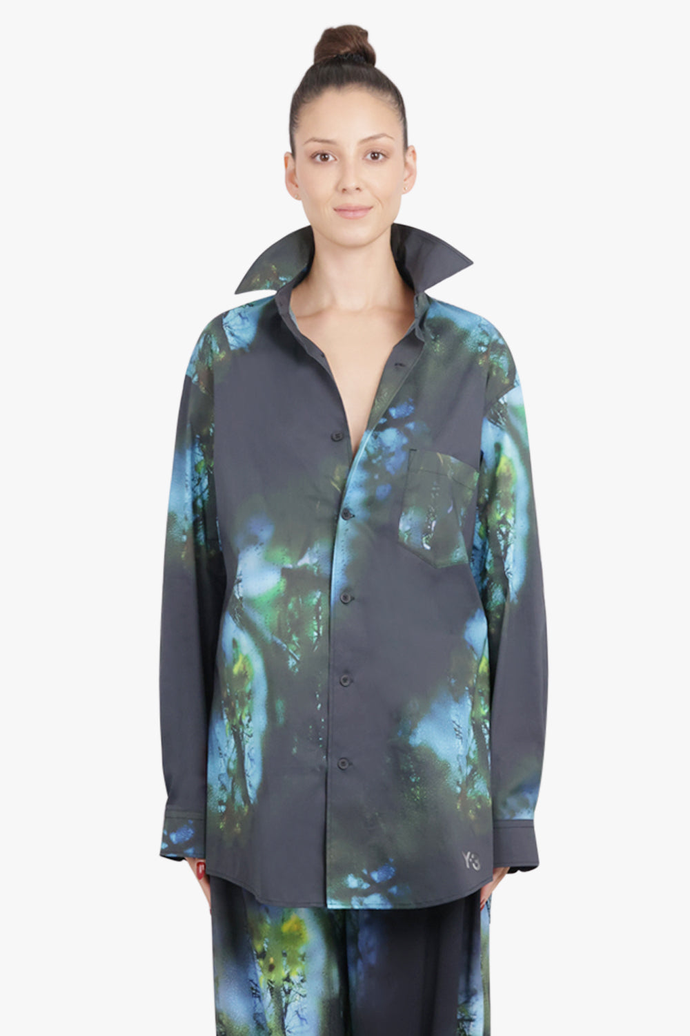 Y-3 RTW Blurred Photo Print L/S Shirt | Black/Blue/Green